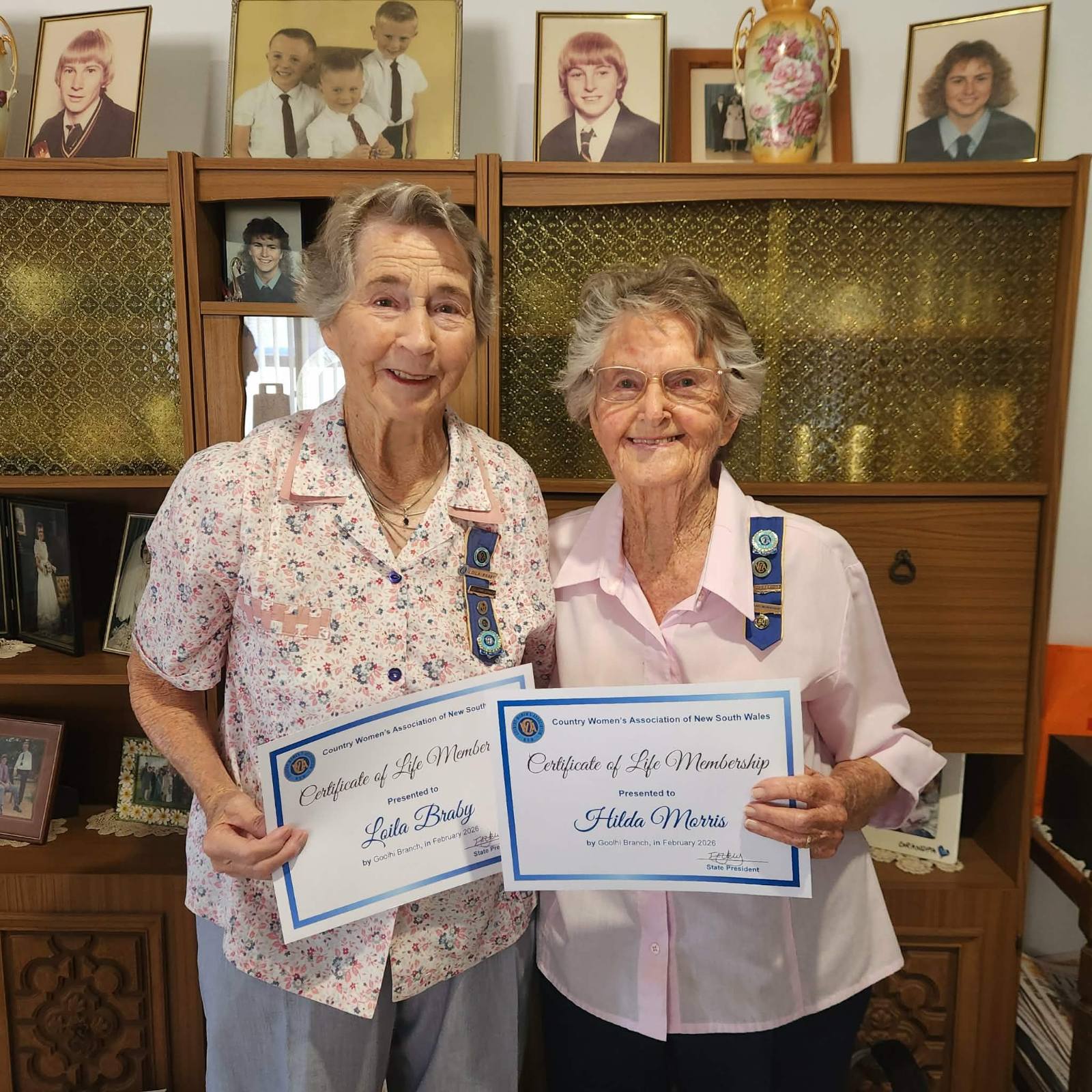 Hilda Morris, Lola Braby receive Namoi Group  CWA life membership