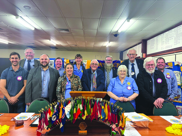 Wee Waa Lions Club members Ron Lowder, Tegan Copelin, Tash Johnston, president David Johnston, Lions zone chair for Zone 12 in District 201N1 Bob Percival, Matt Copelin, front, Daniel Wohling, Andy Dewson, Ann Conomos, past president Rob Downey, Denise Robinson and Greg Robinson.