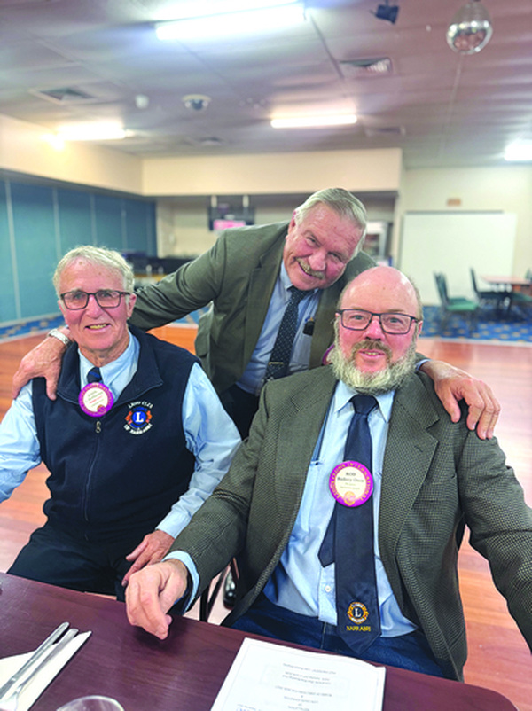 Wee Waa Lion Ron Lowder with Narrabri Lions John McPherson and Rod Onus.
